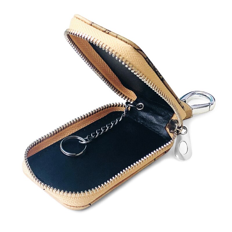 Map Pattern Mini Key Wallets Unisex Car Key Bag PU Leather Key Holder Key Case for Car Housekeeper Zipper Keychain Cover