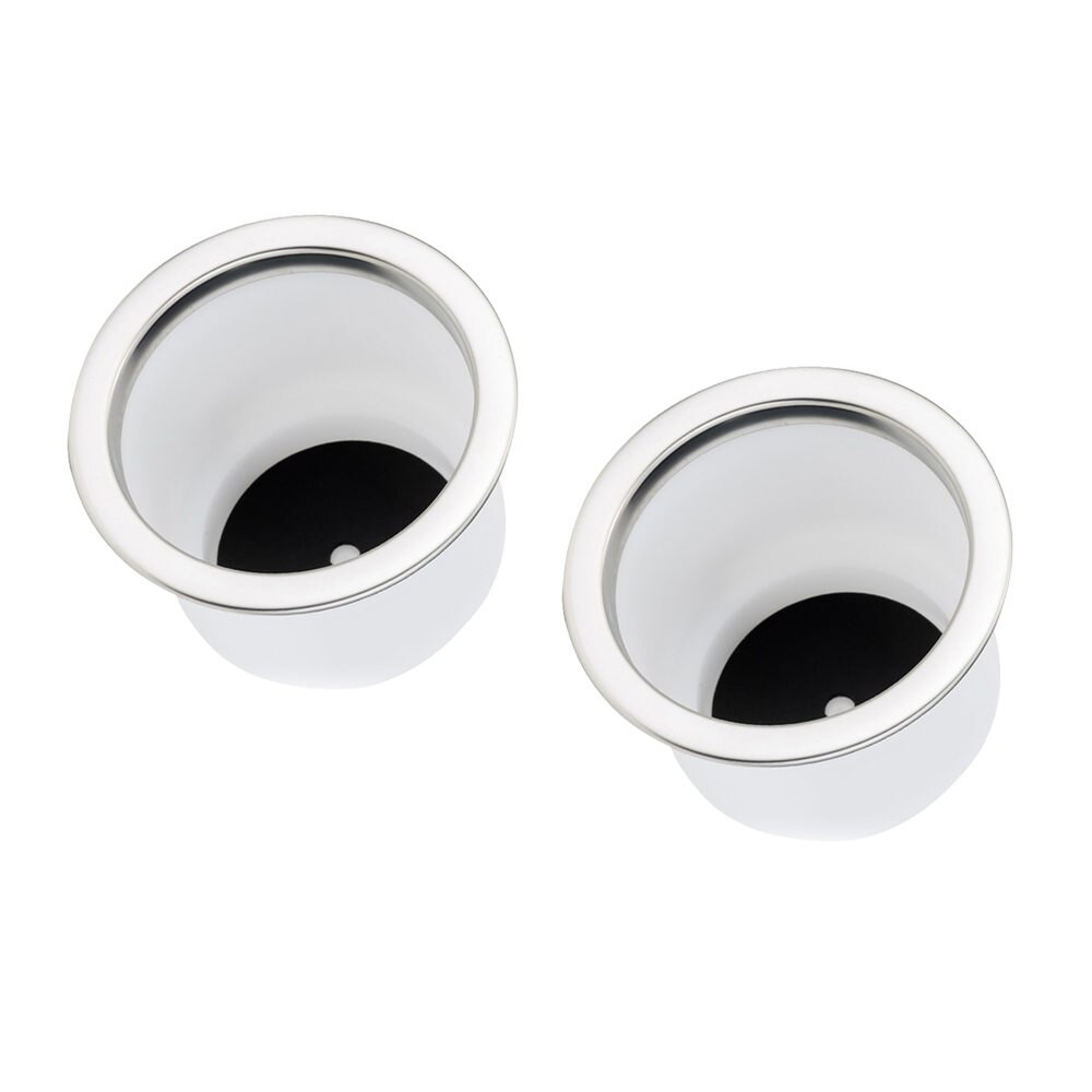 2 Pieces Of Car Stainless Steel Edge White Plastic Cup Holder Accessories