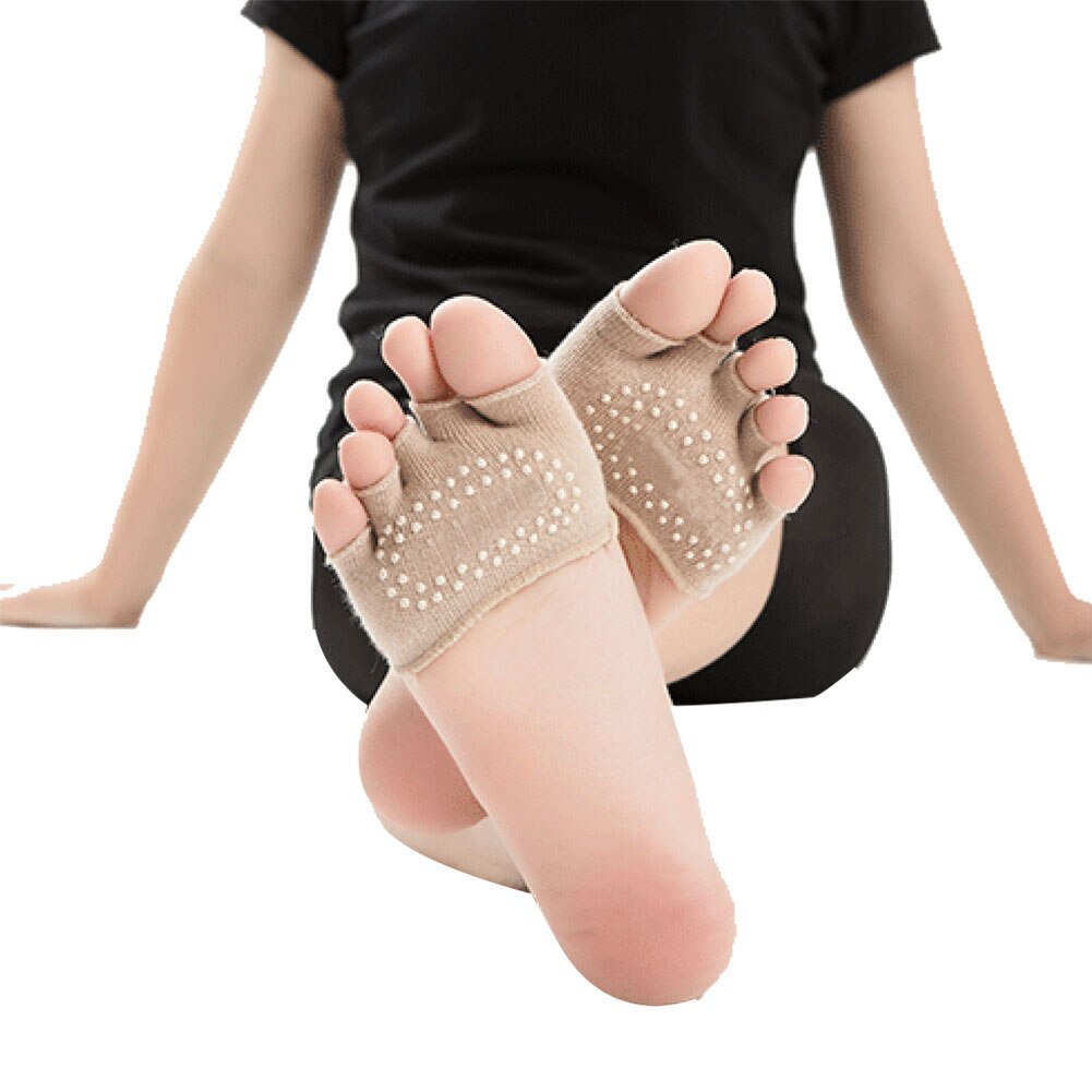 Toe Socks Non-Slip Women Toe Toppers Socks No-Show Half Socks for Ballet Pilates Exercise Dance Studio CMG786: khaki