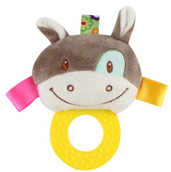 Babyspeelgoed met handvat, bel, babyspeelgoed van 0-12 maanden, cartoon pasgeboren, pluche rammelaar, bel, handspeelgoed, zachte babymobiel, babybel: Ezel