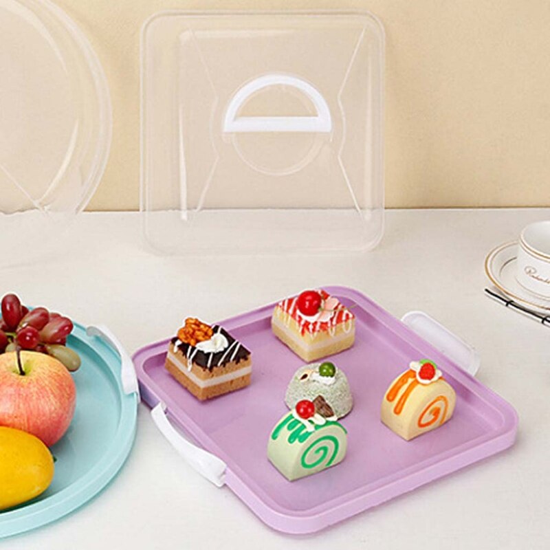Portable Plastic Square Cake Box Dessert Container Case Handheld Cupcake Carrier Storage Box Wedding Birthday Kitchen Supplies