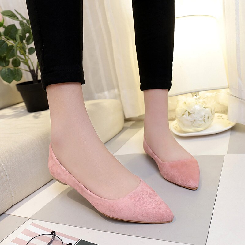 Basic Flats Women Suede Flats Basic Pointy Toe Ballerina Balle... – Vicedeal