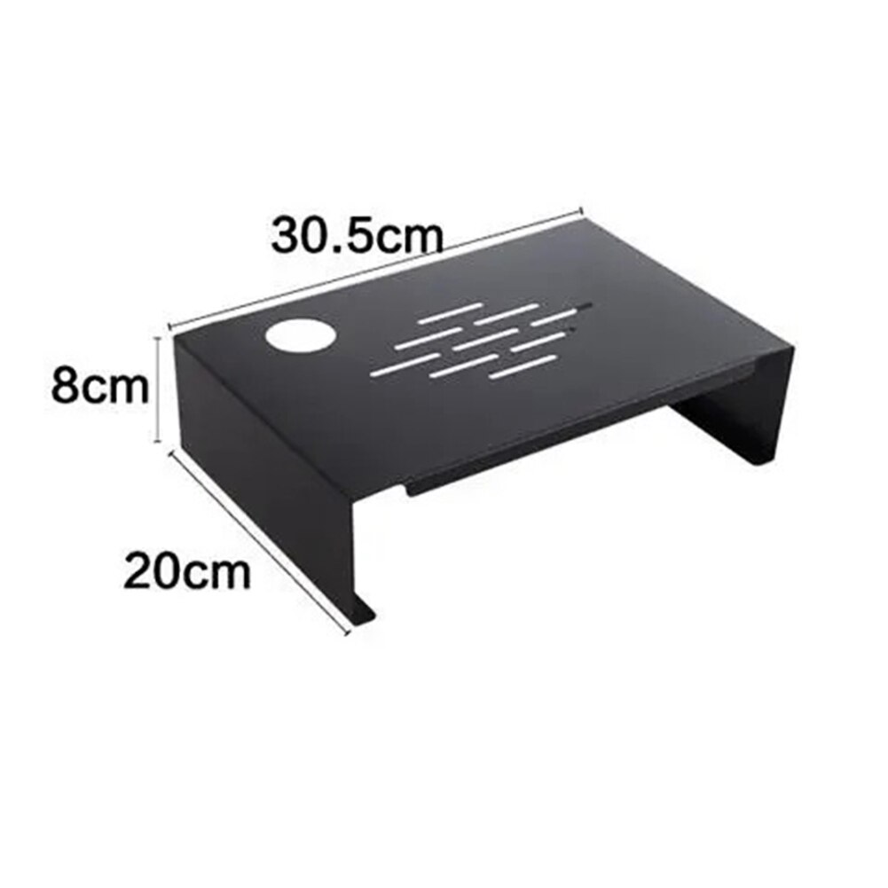 Computer Monitor Stand Riser Desk Laptop Organizer with Pen Panel Grooves and Cable Storage Hole for Home Office: Small Black