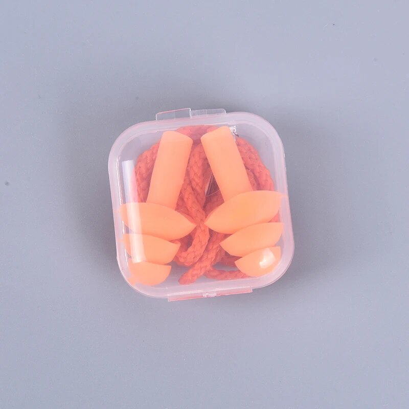 1 Pc Silicone Ear Plugs Sleep Earplugs Noise Reduction Swimming Earplugs With Rope For Men Women Diving Underwater Ear Plugs: black