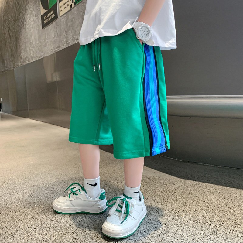 Pantaloncini sportivi per bambini estate Casual cotone nuovi arrivi abiti moda pantaloni elastici in vita pantaloni corti allentati per studenti 5-14 anni: green / 11