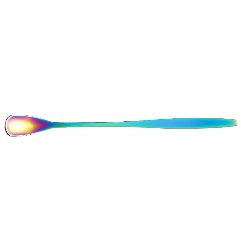15cm 17cm Square Head Food Spoon Stainless Steel Mug Spoons Coffee Stirring Honey Spoon: Colorful / 17cm