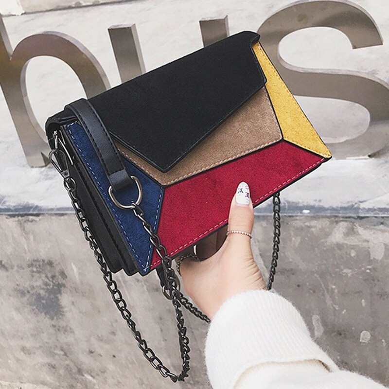 1 Pc Pu Stiksels Messenger Bag Vrouwen Meisjes Dames Multicolor Patchwork Lederen Crossbody Schoudertas Aankomst