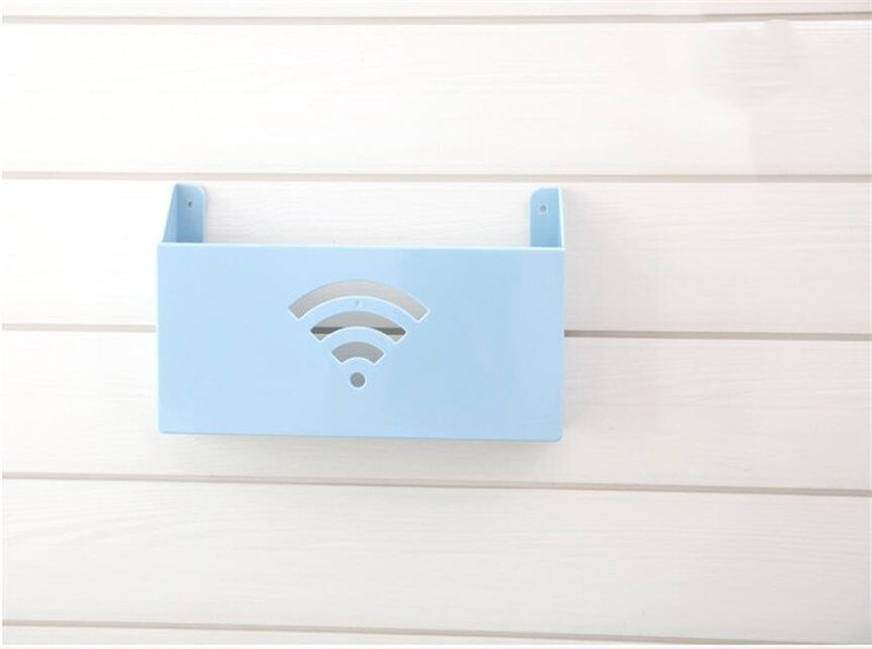 Caja de almacenamiento para enrutador colgante de pared, soporte de caja de estantería Wifi, organizador de almacenamiento de Cable de soporte de placa de enchufe montado en la pared: Azul