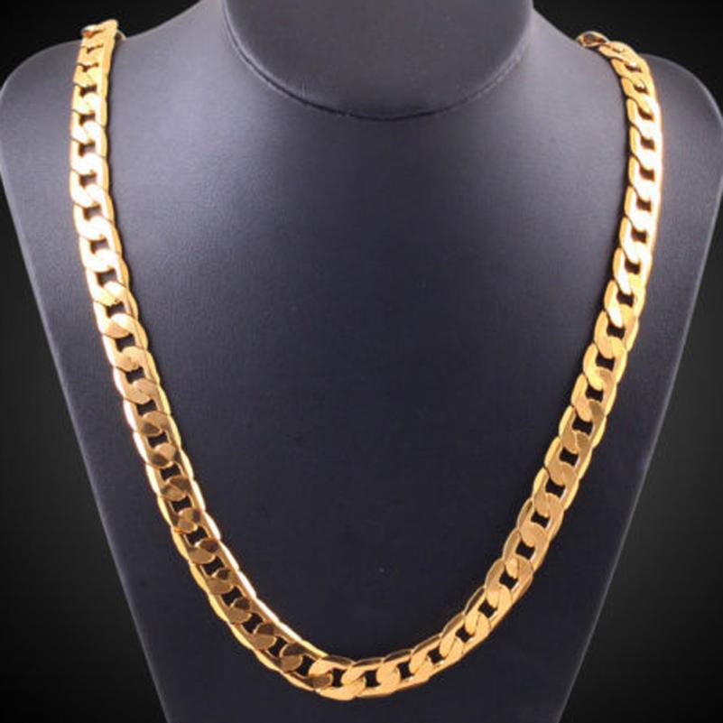 OTOKY Chain Necklace Hip Hop Mens Curb Cuban Chain Gold Filled Necklaces Jewelry Daily Wear 61cm chain necklace Dec29