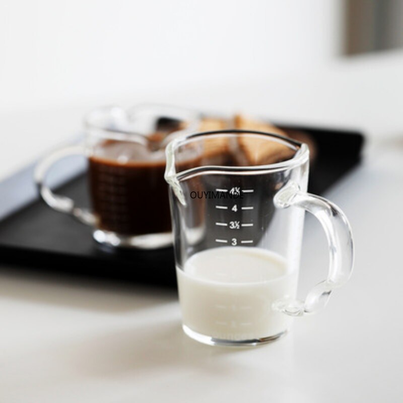 Heat-resistant Glass Measuring Cup Small Milk Cup Kitchen Jigger for Espresso Coffee Double-mouthed Ounce Cup
