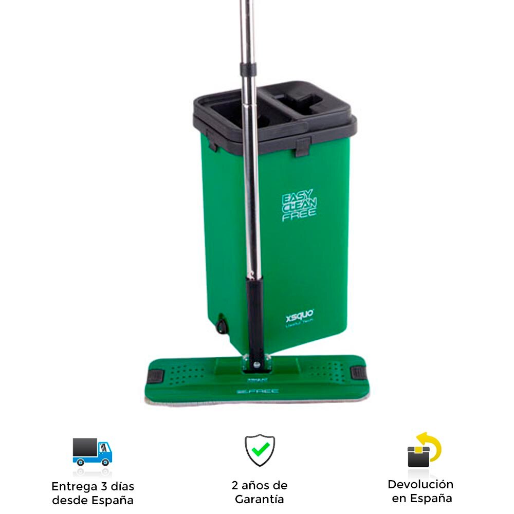 Fregona mopa Easy Clean Free, doble depósito, escurre sin esfuerzo, todo tipo de suelos, seco o fregado, poco espacio