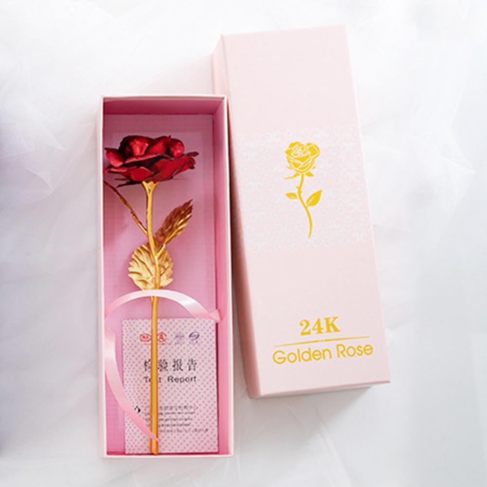 2022 Valentine&#39;s Day 24K Foil Plated Packaging Lasts Rose Love Forever Decor Gold Souvenir Rose Wedding With D6F7