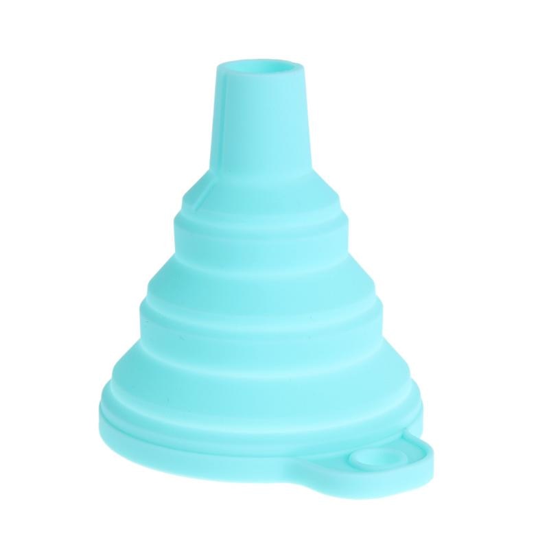 1pc Mini Opvouwbare Trechter Kleurrijke Silicone Inklapbare Stijl Trechter Opvouwbare Draagbare Trechters Keuken Accessoires Gadgets: Blue