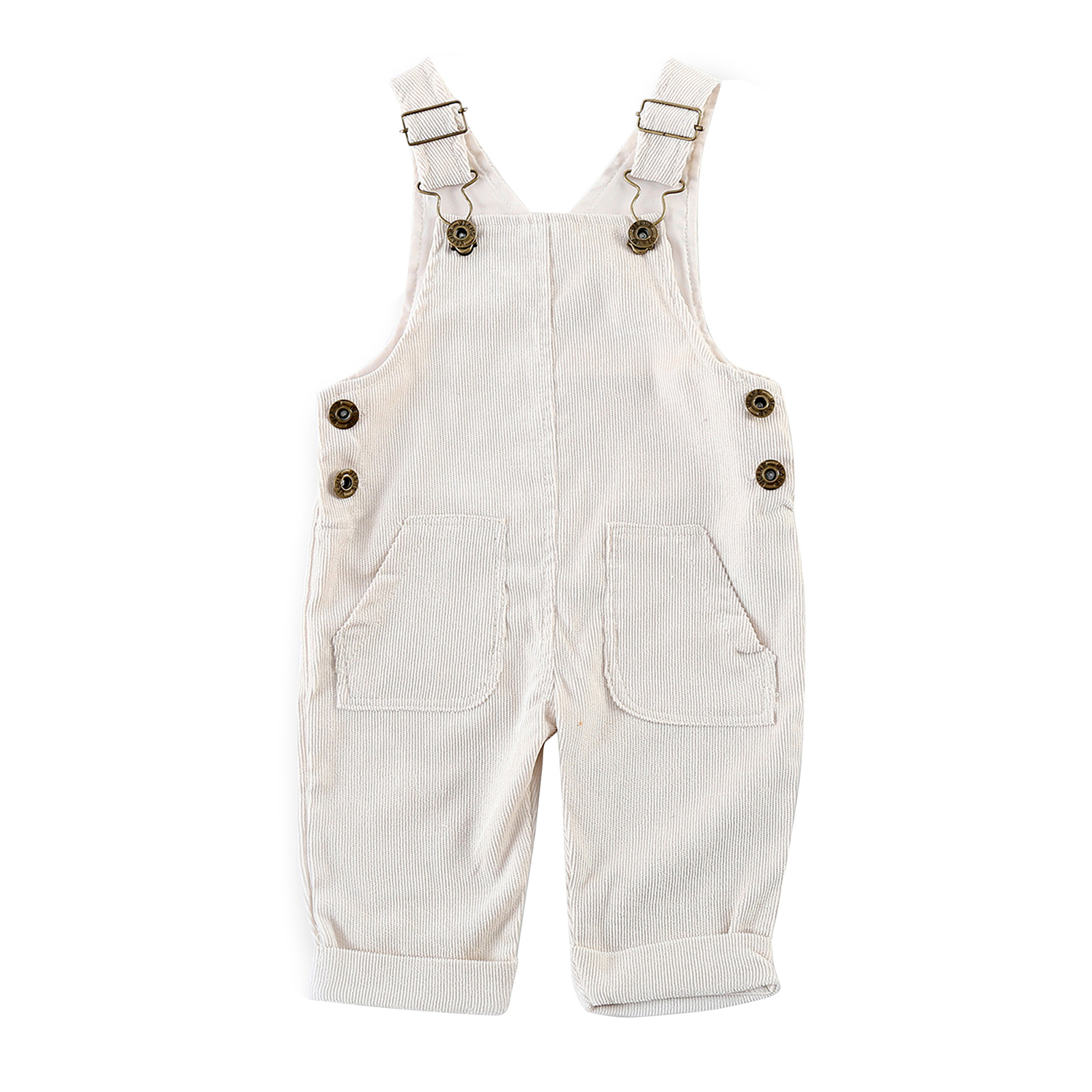 Peto Vintage liso para niños y niñas, pantalones con tirantes informales de PANA con botones de Metal, prendas de vestir 9M-3T: Beige / 18 meses