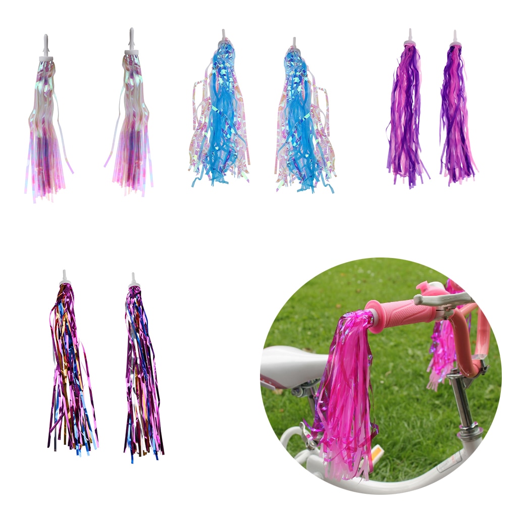 28cm børns cykelhåndtag streamers / cykelgreb gnistrer retro pom pom kvaster til børnecykel 5 farver