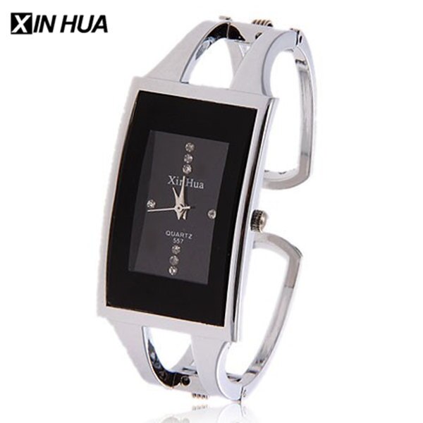 XINHUA Women Watches Bracelet Watch Quartz Wristwatch Crystal Silver Casual Stainless Steel Bangle Clock Relojes Mujer