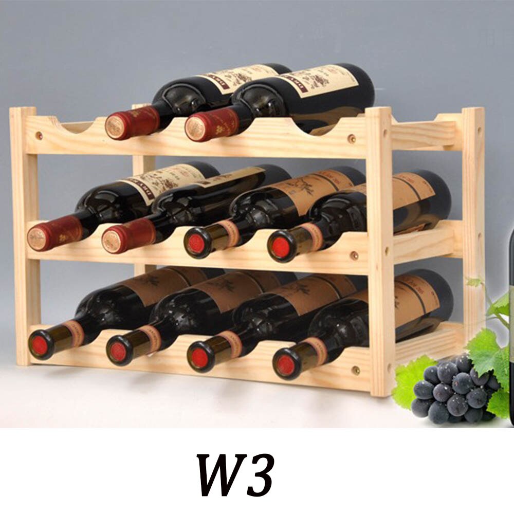 Træ vinreol bordplade flaskeholder opbevaringsstand champagne stak 2/3 /4 etager: 5