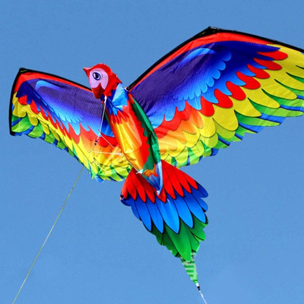 Kids Realistic Big 3D Parrot Kite Flying Game Outdoor Sport Toy with 100m Line for Children Kids