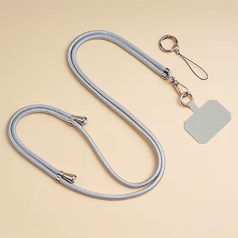 Universele crossbody telefoonkoord met clip, verstelbare lange nekband, anti-verlies hangkoord voor mobiele telefoon, reizen, werk, dagelijks gebruik: zwart