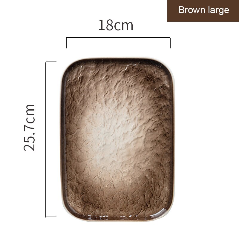 RHE-Conjunto de platos de cerámica con patrón convexo, conjunto de platos de desayuno estilo occidental para restaurante, platos de carne finos: brown-large