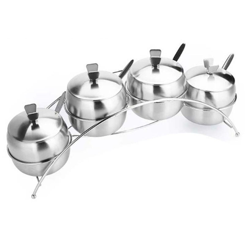 Stainless Steel Spice Jar Salt Pepper Shaker Canister Bridge Seasoning Bottle Kitchen Saltcellar Storage Spice Rack Set: 4pcs  set