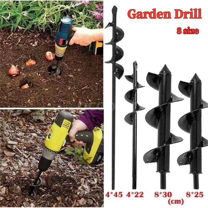 Foret en spirale pour tarière de jardin, jardinière de fleurs de jardinage, perceuse de terre, outil de creusement de trous de plantation, accessoires de foret pour sol en vrac