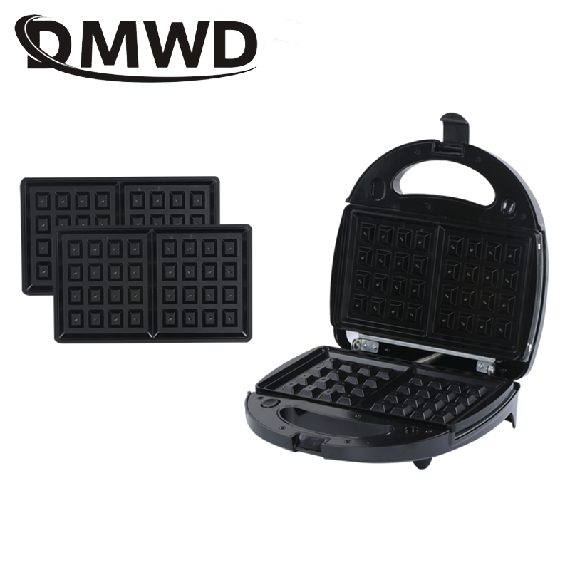 EU/US Electric Sanwich Maker Automatic Mini Waffle Bread Breakfast Baking Machine Oven Iron Grill 3 Changeable Plate Toaster Pan