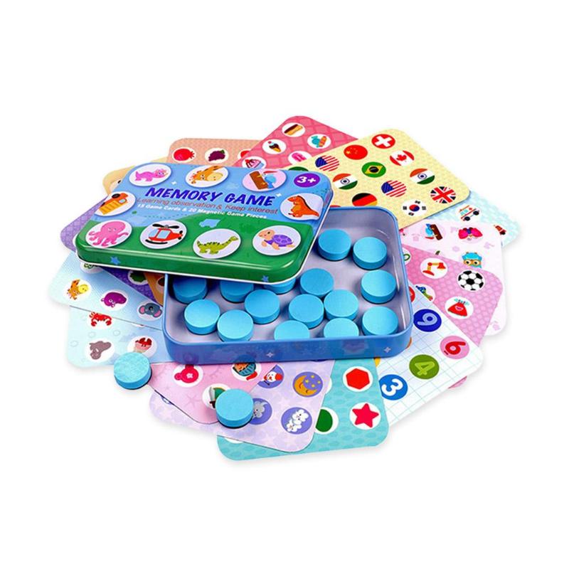 Kinderen Educatief Speelgoed Desktop Interactieve Memory Spel Grappig Memory Puzzels Houten Speelgoed Doos Schaken Puzzel Voor Kinderen: Blue