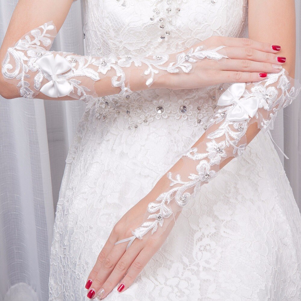 SESTHFAR-guantes de encaje calados para boda, accesorios elegantes, encaje delicado patrón Jacquard, guantes de encaje, guantes de boda