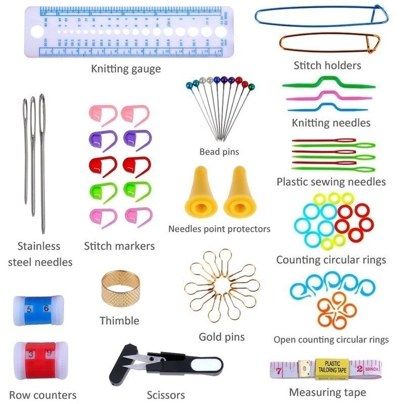 Conjunto de ganchillo hogar gadgets hilo de tejer utensilios para costura con aguja conjunto completo tejido de punto herramientas de manualidades DIY