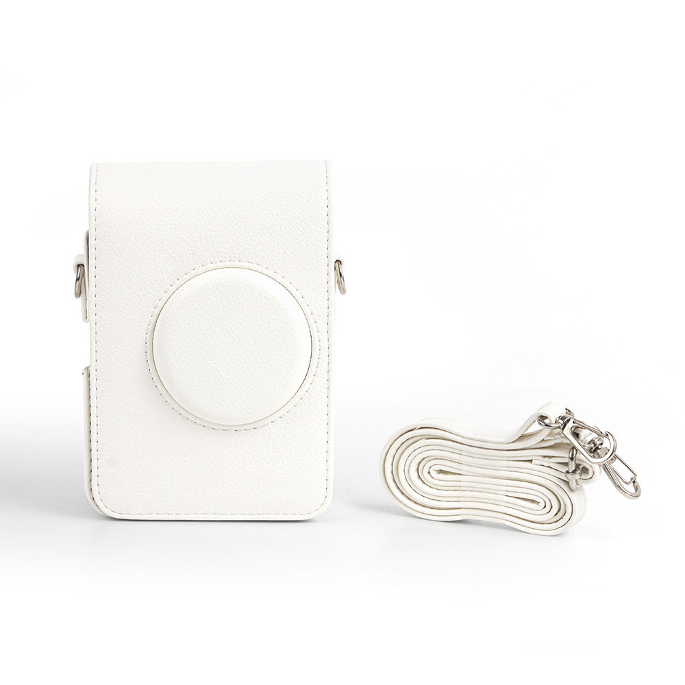 Torba na aparat Fujifilm Instax Mini EVO Instant Film Camera Case PU Leather Soft Silicone Cover Bag z paskiem na ramię: żółte światło