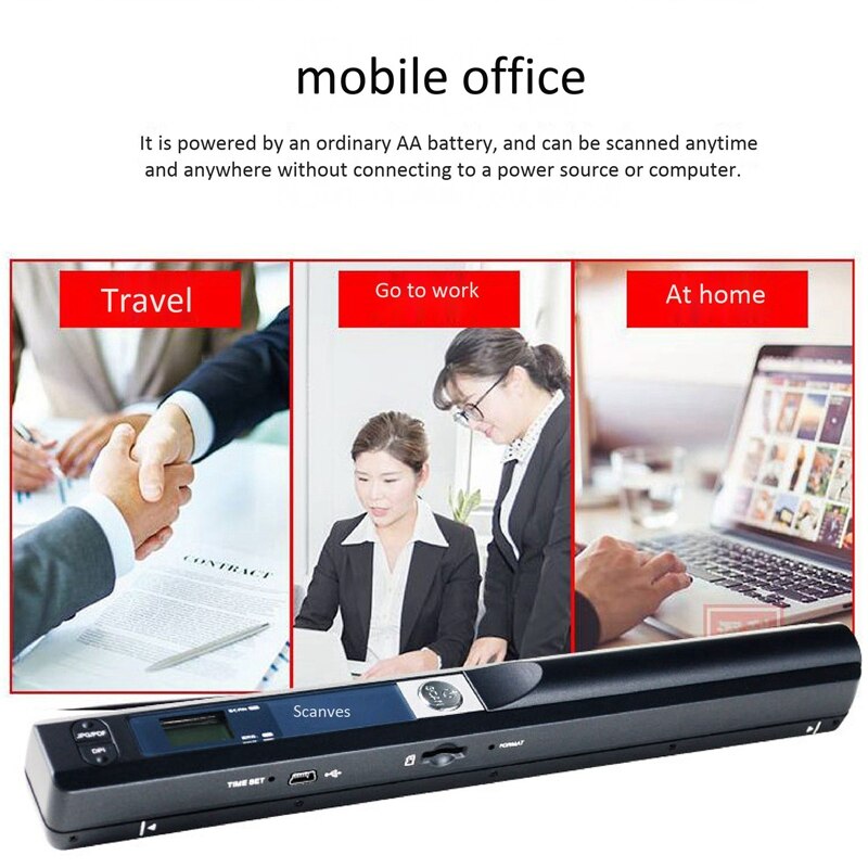 Escáner portátil A4 900 DPI, compatible con OCR, de mano, USB2.0, JPG/PDF, compatible con tarjeta de documentos, para oficina