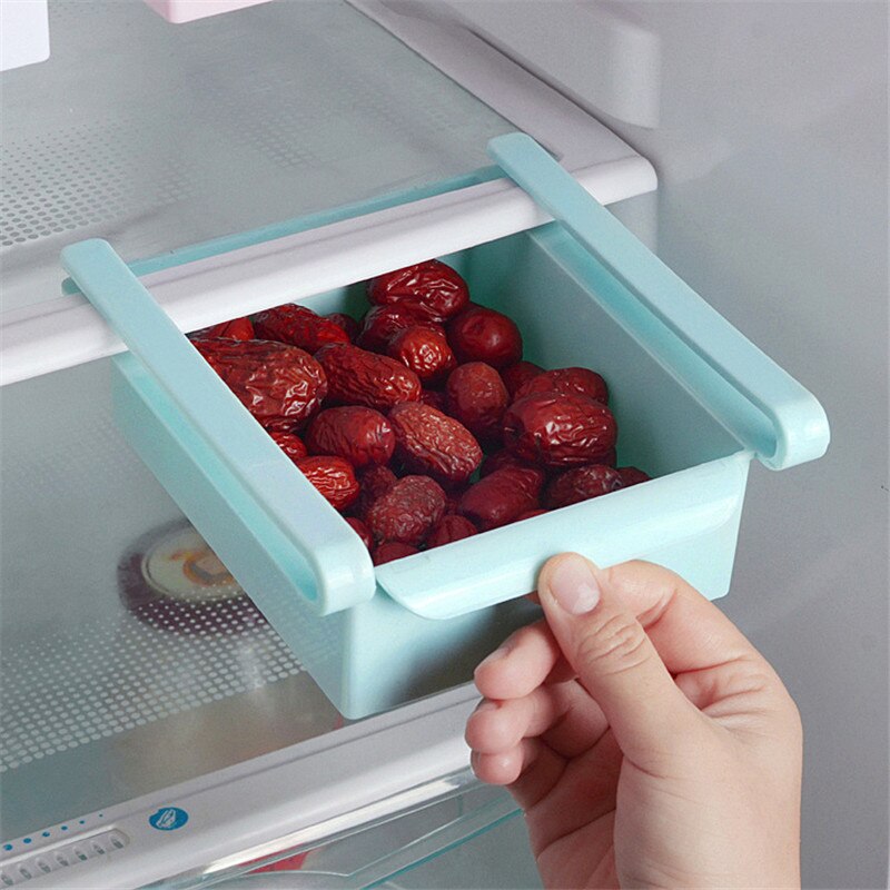Mini ABS DIY Slide Kitchen Fridge Freezer Space Saver Organization Storage Rack Bathroom Shelf Rack Organizer Holder