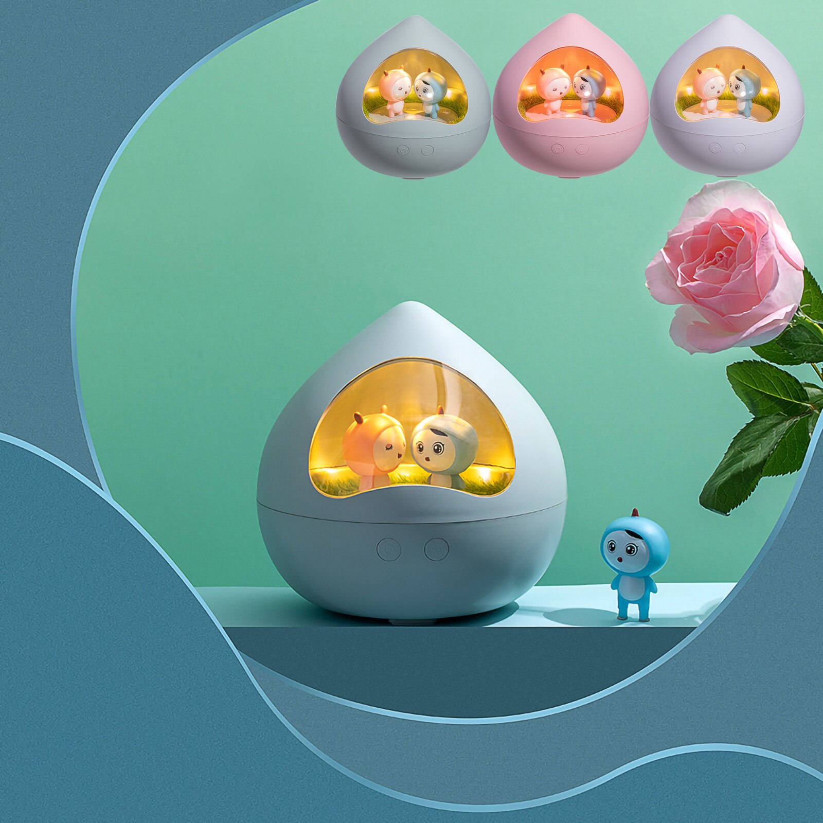 Rotating tale music lamp USB rechargeable bedroom bedside lamp DIY Christmas Year music lamp Home Decor