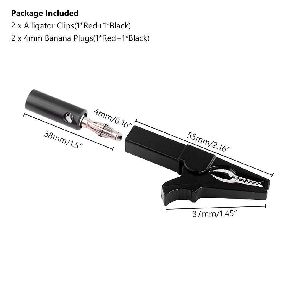 4mm Banana Plug Cable Clips Socket Battery 55MM Alligator Clip + BANANA PLUG, Test Probe Clip Red Black Alligator Banana Plug