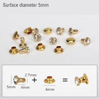 1000Sets 5-11mm Crystal Rhinestone Trim Rivets Diamante Studs DIY Clothing Bag Leather Decorative Rebite Spikes Glass Drill Nail: Gold 5mm