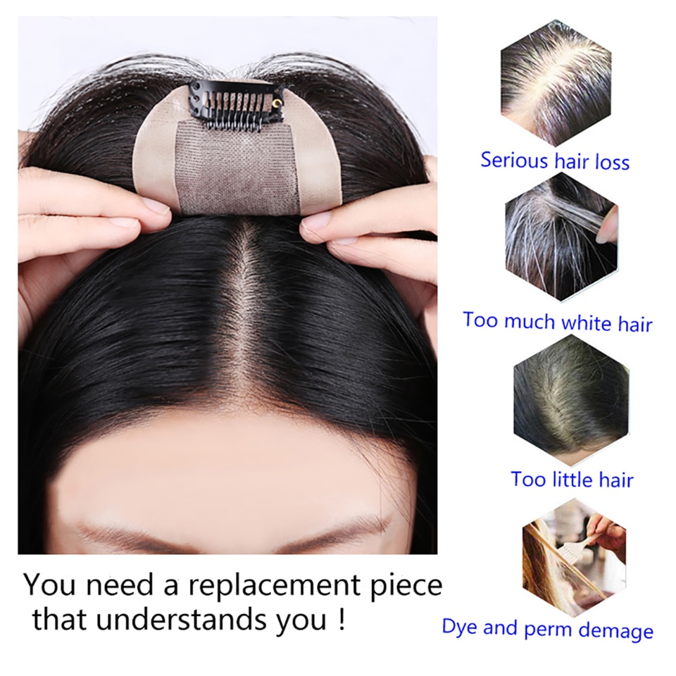 HUAYA-perruque demi-tête faite à la main, perruque naturelle duveteuse Invisible, accessoires capillaires pour femmes