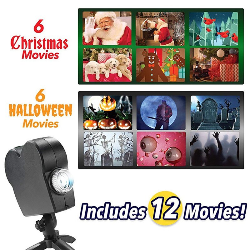 Window Projector Halloween Christmas Decoration Movie Projector Lighting Projector for Hallowmas Xmas