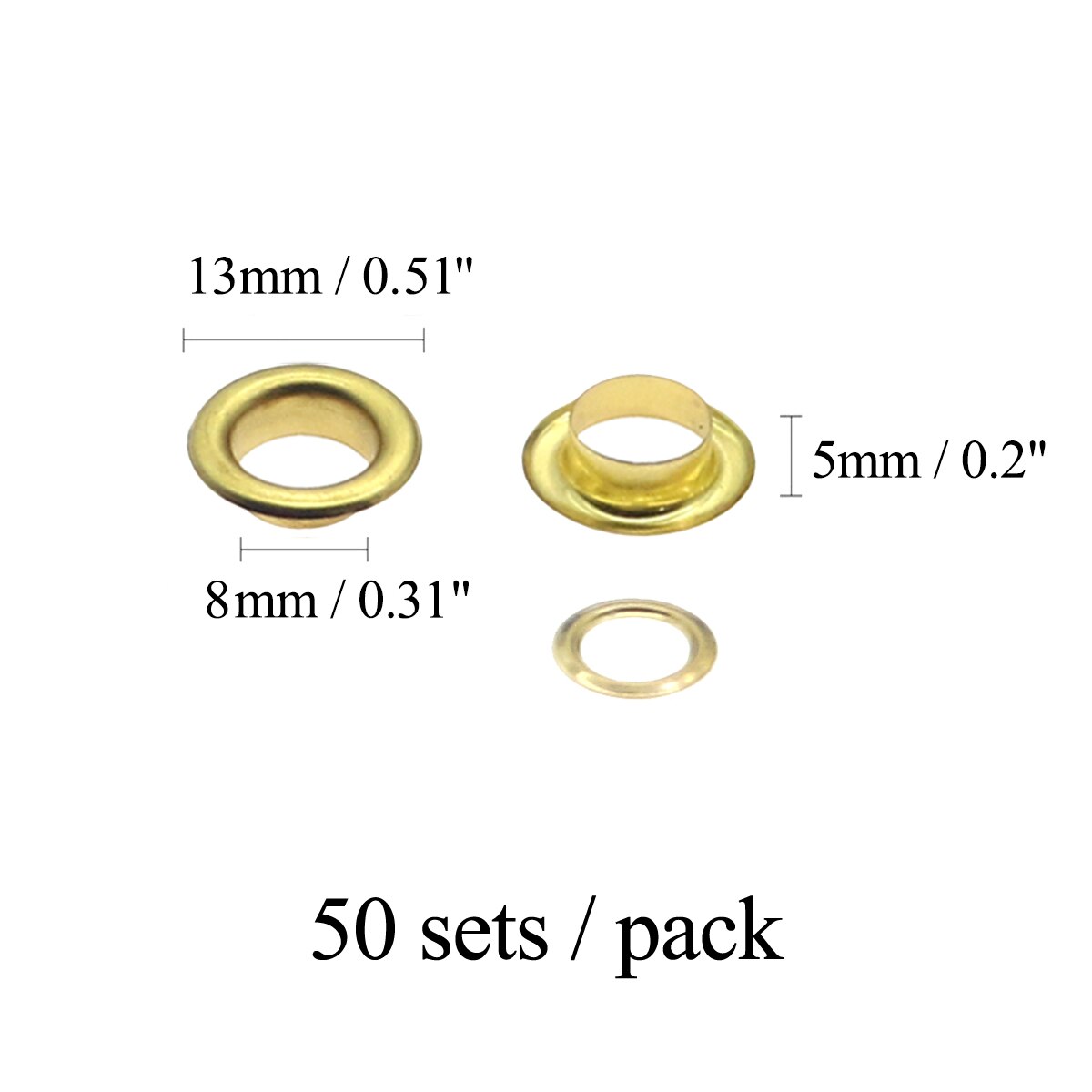Produkter tyllesæt tyller øjer med kobber, drømmefarve og kobberagtig  (1/5 1/4 1/3 tommer indvendig diameter) tilbehør: 8mm guld 50 sæt