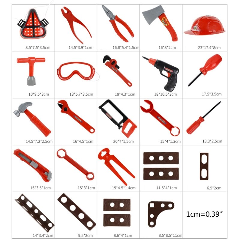 1Set Garden Tools Pretend Play Repair Tool Plastic Engineering Maintenace Toys GXMB