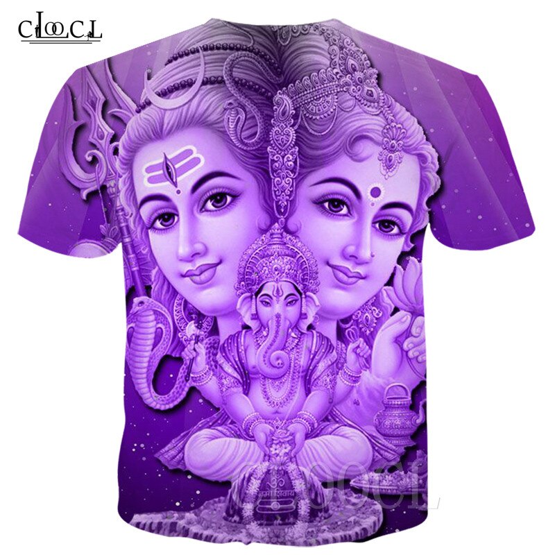 Hindu lord ganesha sommer t-shirts 3d trykte shiva parvati ganesha t-shirt mænd kvinder kortærmet harajuku sweatshirt t-shirt
