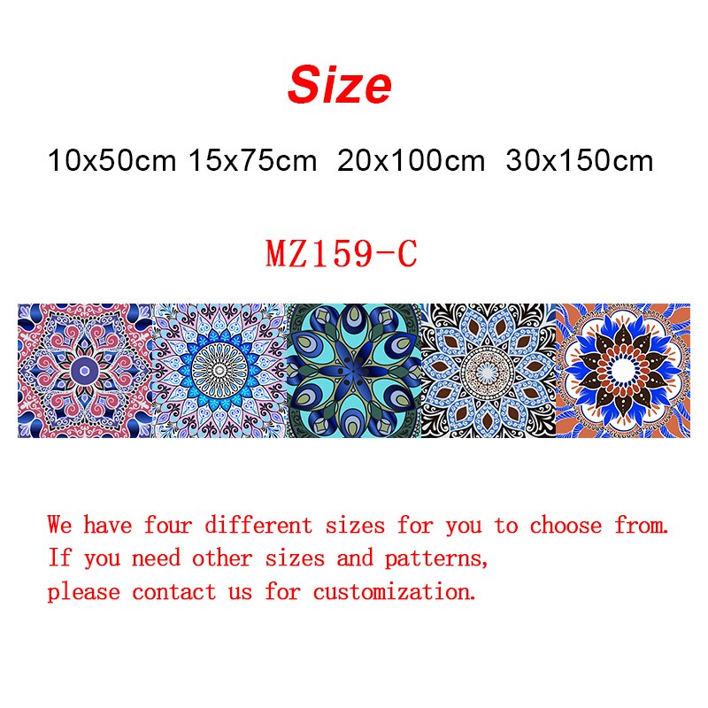 Mandala mönsterremsa keramiska plattor väggdekal garderob trappor kök heminredning väggdekaler vattentät pvc konst fresk: Mz159-3 / 30 cmx 150 cmx 1pc
