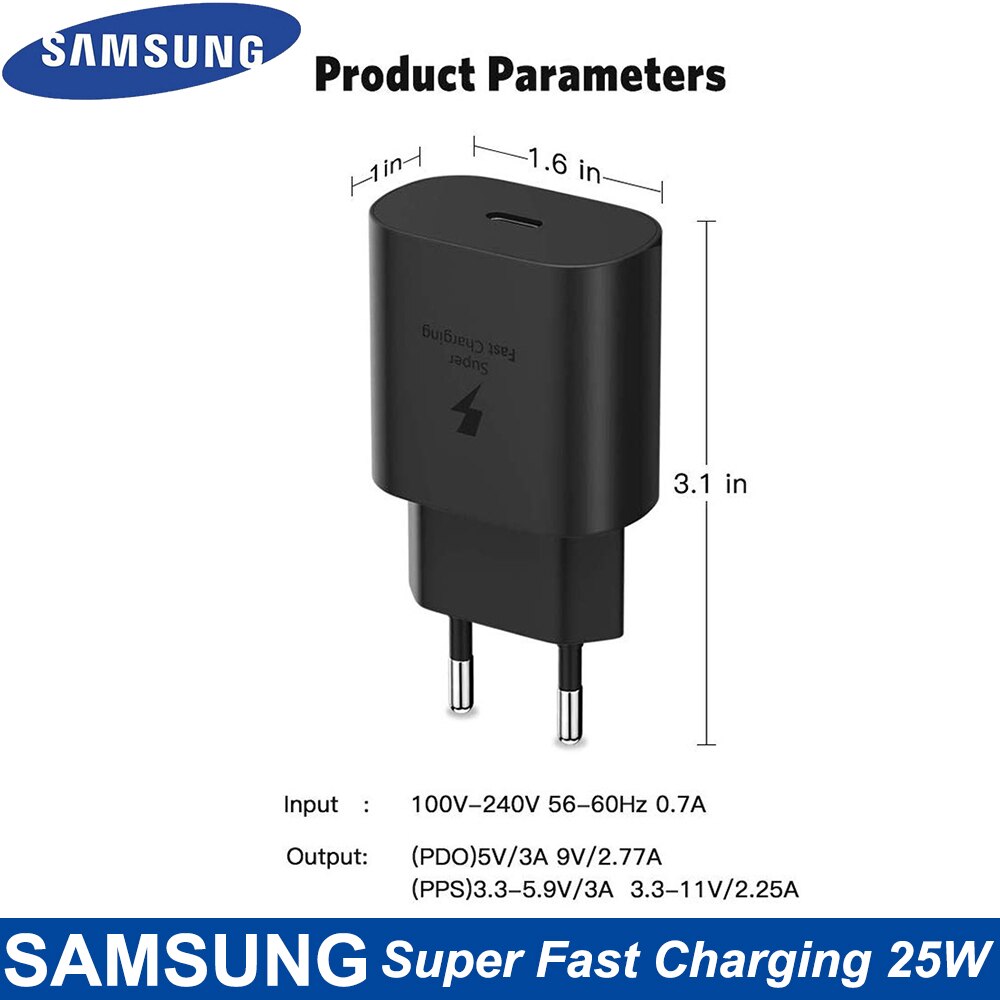 Original Samsung Note 20 Ultra 25W Charger Surper Fast Charge USB Type C Pd PPS Quick Charging For Galaxy Note 20 10 S21 S20 5G