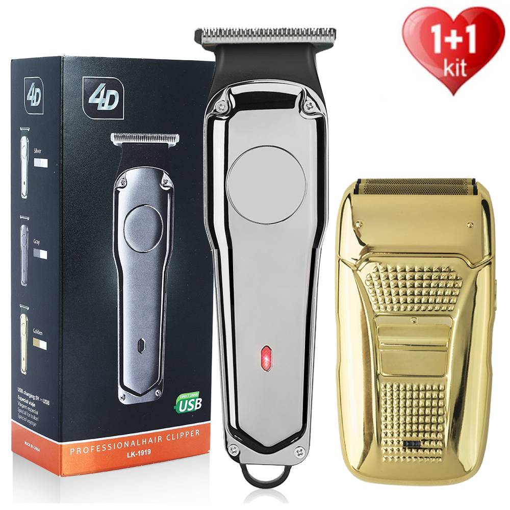 Tondeuse à cheveux professionnelle + rasoir électrique rasoir sans fil tondeuse à barbe Rechargeable finition coupe de cheveux Machine tondeuse directe