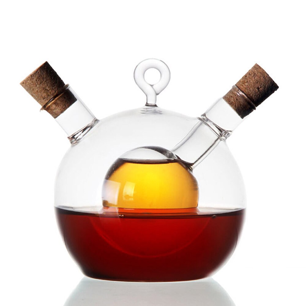 Botella de vidrio de doble capa para salsa y aceite, tarro de vidrio para vinagre, condimentos, botellas selladas para almacenamiento de cocina, frascos, herramientas de cocina, 2 en 1: C