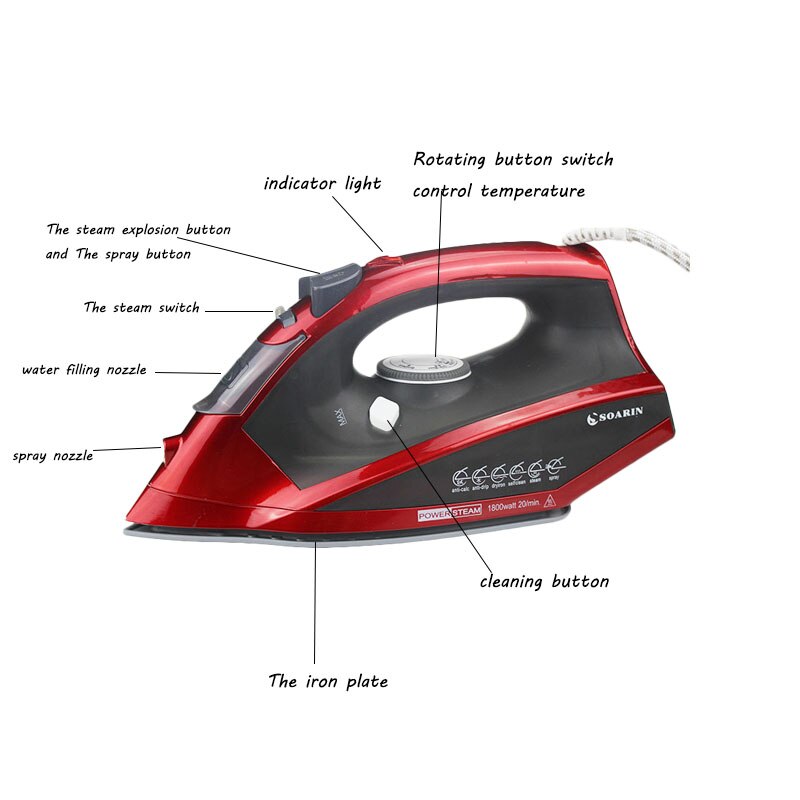 230V 1800W Handheld Garment Steamer Portable Steam Iron Ceramic Plate Steam Iron for Clothes Household Appliances Flat Iron