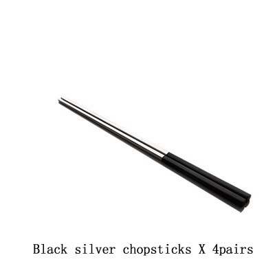 Stainless Steel Chopsticks Tongs Metal Chopsticks Set Square Chopsticks Food Grade Dinnerware Household Sumpits Tableware 4pairs: black sil chopstick