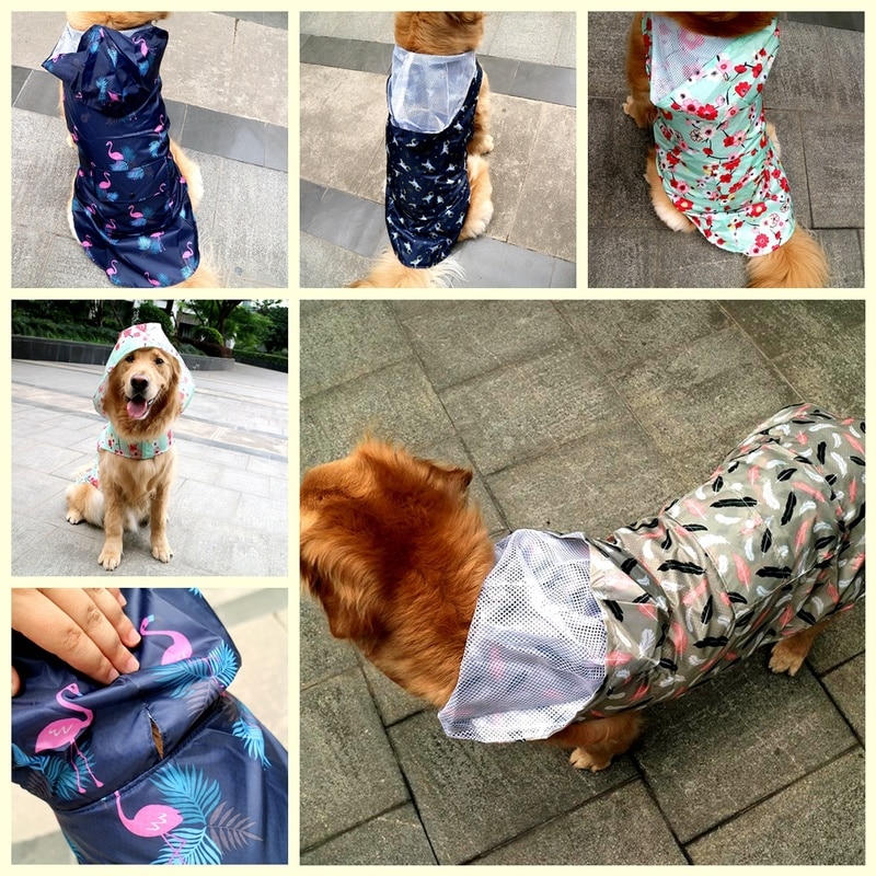 Explosie Huisdier Regenjas Medium En Grote Hond Poncho Super Sterke Waterdichte Grote Maat Gedrukt Golden Retriever Hond Kleren