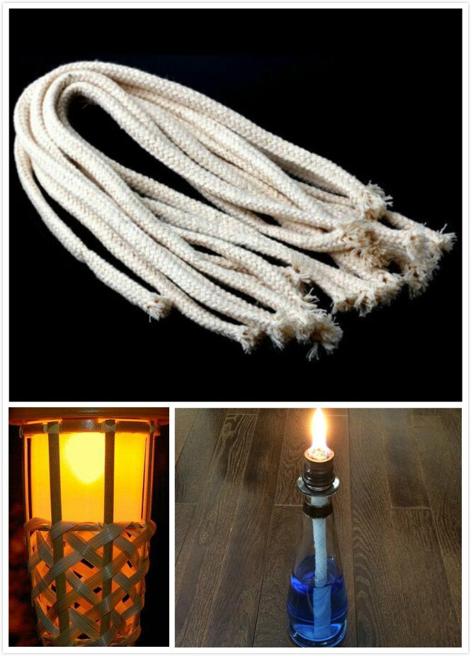 10 Uds. Velas tejidas de mecha de algodón de 6x400mm para hacer mechas para lámparas de aceite o queroseno