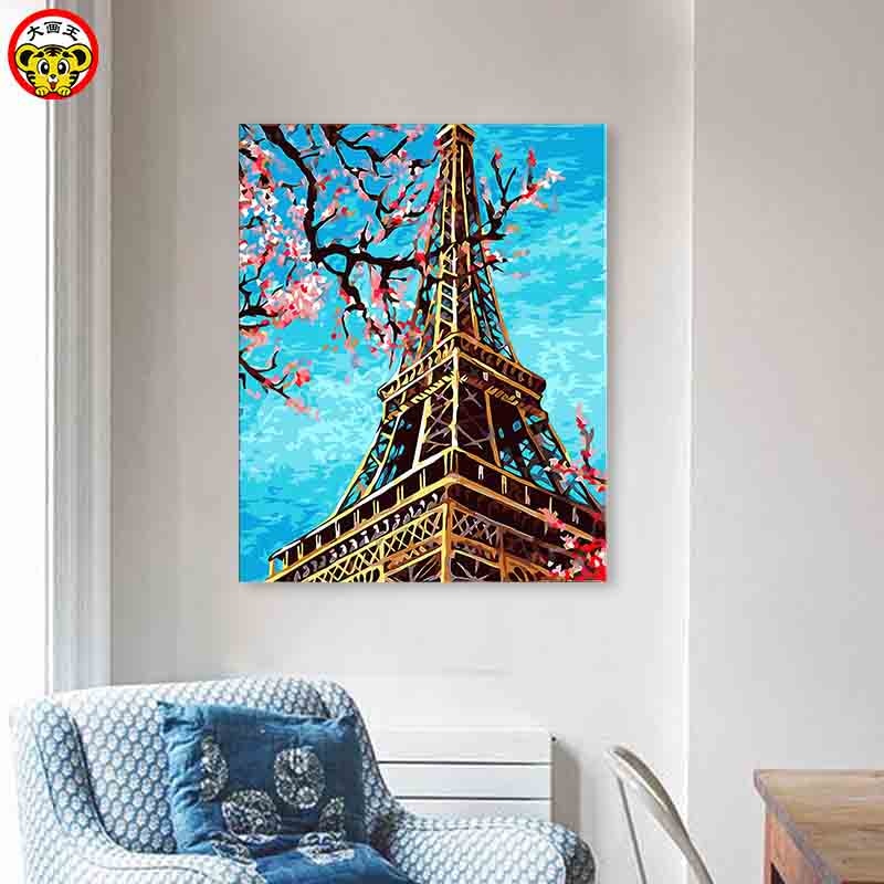 Eiffel Tower Frameless Painting By Numbers DIY Canvas oil painting home decor living room wall paris eiffel tower spring view